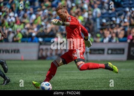 Seattle, Washington, USA. 21. Juli 2018. STEFAN FREI (24), die in Aktion wie die Vancouver Whitecaps besuchen Sie die Seattle Sounders für ein MLS-Match im Century Link Feld in Seattle, WA. Credit: Jeff Halstead/ZUMA Draht/Alamy leben Nachrichten Stockfoto