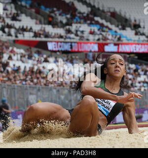 London, Großbritannien. 21. Juli 2018. Katarina JOHNSON - THOMPSON (GBR) konkurrieren im Weitsprung der Frauen bei der IAAF Diamond League, Muller Geburtstag Spiele, Queen Elizabeth Olympia, London, UK, 21. Juli 2018 Credit: Grant Burton/Alamy leben Nachrichten Stockfoto