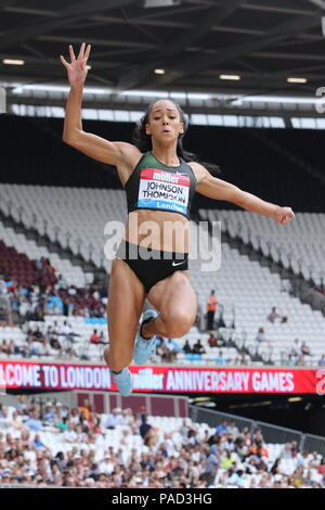 London, Großbritannien. 21. Juli 2018. Katarina JOHNSON - THOMPSON (GBR) konkurrieren im Weitsprung der Frauen bei der IAAF Diamond League, Muller Geburtstag Spiele, Queen Elizabeth Olympia, London, UK, 21. Juli 2018 Credit: Grant Burton/Alamy leben Nachrichten Stockfoto