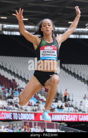 London, Großbritannien. 21. Juli 2018. Katarina JOHNSON - THOMPSON (GBR) konkurrieren im Weitsprung der Frauen bei der IAAF Diamond League, Muller Geburtstag Spiele, Queen Elizabeth Olympia, London, UK, 21. Juli 2018 Credit: Grant Burton/Alamy leben Nachrichten Stockfoto