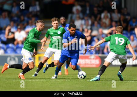 London, Großbritannien. 21. Juli, 2018: AFC's Wimbledon Andy Barcham in Aktion während der Vor Saisonbeginn freundlich gegen Brighton & Hove Albion im Cherry Red Records Stadion, London, UK. Credit: Ashley Western/Alamy leben Nachrichten Stockfoto