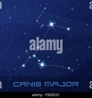 Sternbild Canis Major, Großer Hund, Night Star Sky Stock Vektor