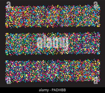 Vektor abstrakte Hintergründe der bunten Splitter, Texturen von random Splitter Formen und Farben auf schwarzem Hintergrund Stock Vektor