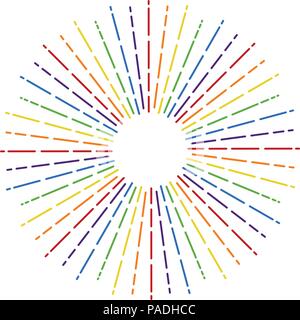 Vektor starburst in Regenbogenfarben, retro Feuerwerk Design, bunte sunburst Abbildung Stock Vektor