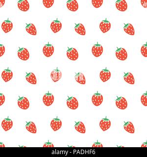 Vektor nahtlose Erdbeere Obst Muster auf weißem Hintergrund design Stock Vektor
