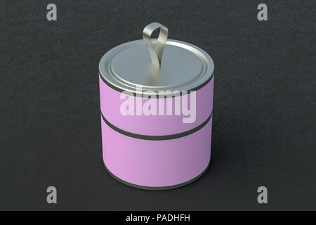 Leer geschlossen pink Short Tube container Verpackung auf schwarzem Hintergrund. 3D-Darstellung Stockfoto