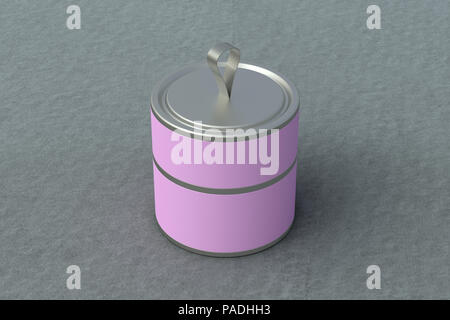 Leer geschlossen pink Short Tube container Verpackung auf grauem Hintergrund. 3D-Darstellung Stockfoto