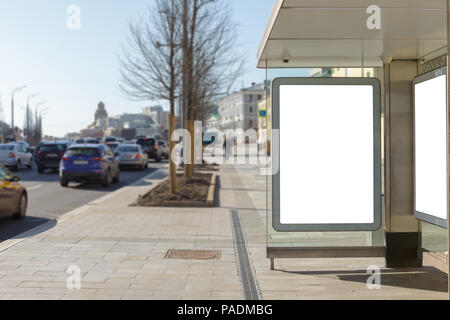 Leere mockup von Bushaltestelle Plakat Plakat Stockfoto