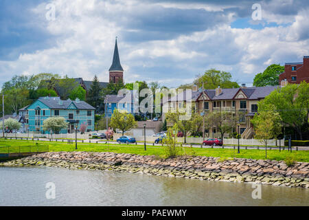 Anzeigen von Fair Haven Höhen, und das Quinnipiac River in New Haven, Connecticut Stockfoto