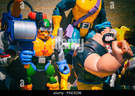 Hintergrund des Cartoons und Film Figuren Action Figuren. Stockfoto