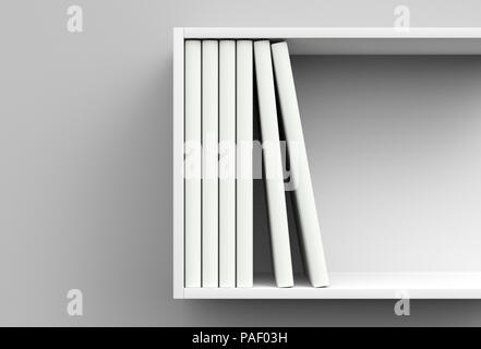 Bücher auf dem Regal mockup. 3d-Illustrtion Stockfoto