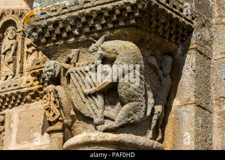 Musiker Tiere von Saint-Julien de Châtillon Kirche, Allier Abteilung, Auvergne-Rhone-Alpes, Frankreich Stockfoto