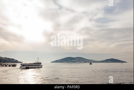 Heybeliada Island View aus Buyukada Insel. Prinzen Inseln, Istanbul, Türkei Stockfoto