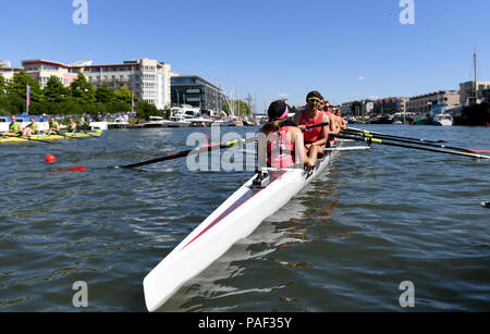 Exeter vor ihren Wettlauf gegen Nottingham während der Power8-Sprints am Hafen von Bristol, Bristol. PRESS ASSOCIATION Foto. Bild Datum: Sonntag, 22. Juli 2018. Photo Credit: Simon Galloway/PA-Kabel Stockfoto