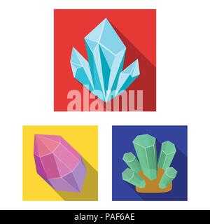 Wertvolle Mineralien flachbild Symbole im Set Sammlung für Design. Juwelier und Ausrüstung vektor Symbol lieferbar Abbildung. Stock Vektor