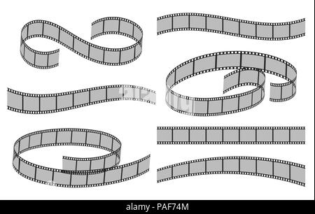 Film Filmstreifen. Film Plastic film Streifen auf weißem Hintergrund, alte 35mm Video ftames Streifen Vector Illustration Stock Vektor