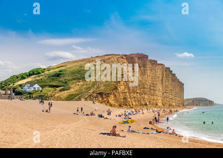 Die berühmteste Sehenswürdigkeit Klippe an der West Bay in Dorset, bekannt geworden durch die TV-Serie "Broadchurch'. Stockfoto