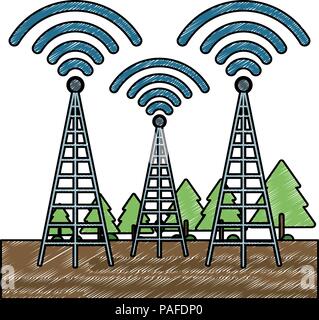 Camo mit Telekommunikation Antennen Vector Illustration graphic design Stock Vektor