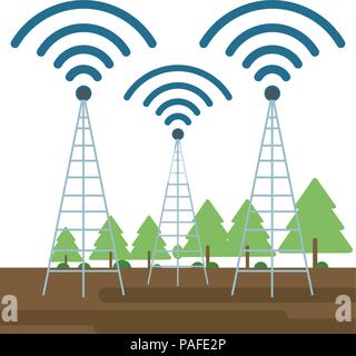 Camo mit Telekommunikation Antennen Vector Illustration graphic design Stock Vektor