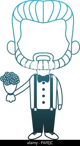 Süße Zwerg mann mit blumen blumenstrauss cartoon Vector Illustration graphic design Stock Vektor