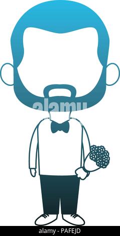 Süße Zwerg mann mit blumen blumenstrauss cartoon Vector Illustration graphic design Stock Vektor