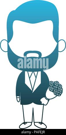 Süße Zwerg mann mit blumen blumenstrauss cartoon Vector Illustration graphic design Stock Vektor