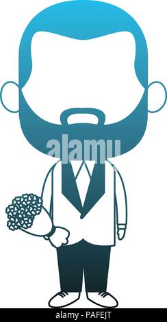 Süße Zwerg mann mit blumen blumenstrauss cartoon Vector Illustration graphic design Stock Vektor