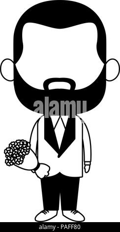 Süße Zwerg mann mit blumen blumenstrauss cartoon Vector Illustration graphic design Stock Vektor
