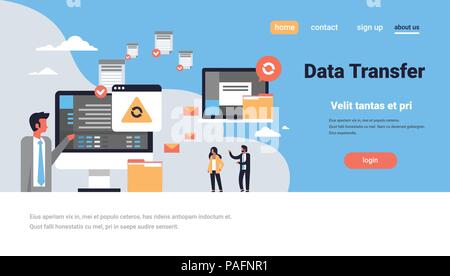 Menschen, die Übertragung der Synchronisierung Daten Computer connection Transformation Access Technologie horizontale Platz kopieren Stock Vektor