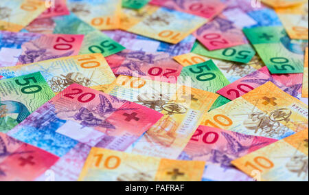 Sammlung der neue Schweizer Banknoten (2017) Stockfoto
