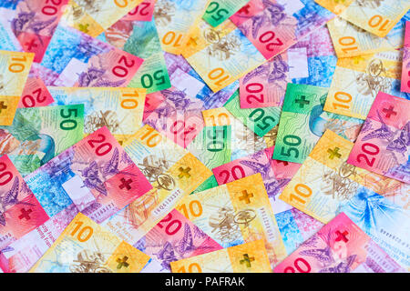 Sammlung der neue Schweizer Banknoten (2017) Stockfoto
