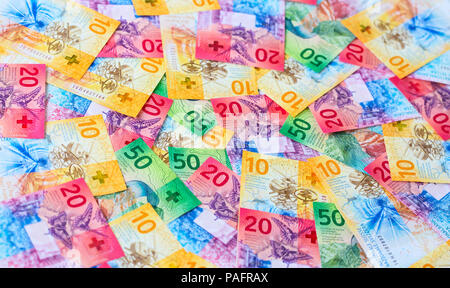 Sammlung der neue Schweizer Banknoten (2017) Stockfoto