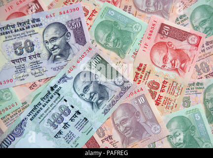 Sammlung der indischen Banknoten Stockfoto