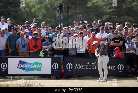 In Italien Francesco Molinari T-Stücken aus dem 14. Tag vier der Open Championship 2018 in Carnoustie Golf Links, Angus. Stockfoto