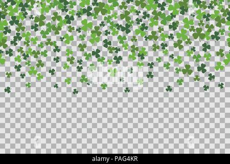 Nahtlose Muster mit Klee Blätter für St Patricks Day Feier auf transparenten Hintergrund. Vector Illustration. Stock Vektor