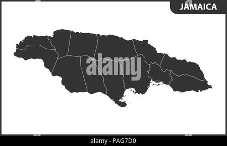 Die detaillierte Karte von Jamaika mit Regionen oder Staaten. Verwaltungseinheit. Stock Vektor