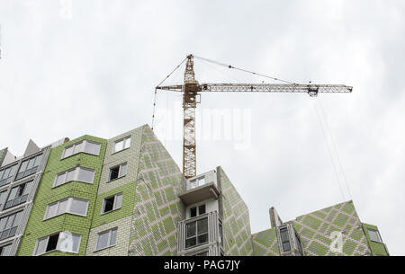Bau eines mehrstöckigen Wohnhauses in Moskau Stockfoto