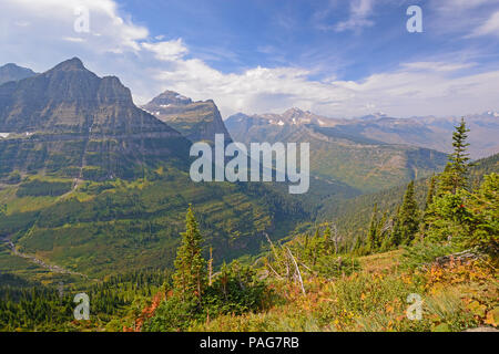 McDonald Tal Panorama vom Highline Trail im Glacier National Park in Montana Stockfoto