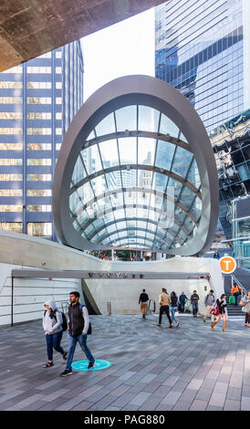 Die barangaroo Eingang an der Wynyard entfernt und der Wynyard Station in Sydney CBD Stockfoto