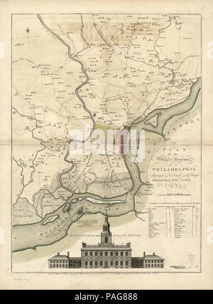 Einen Plan der Stadt und Umgebung von Philadelphia, Stockfoto