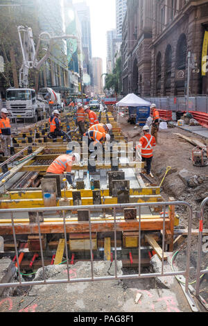 Light Rail Arbeitet auf der George Street, Sydney Stockfoto