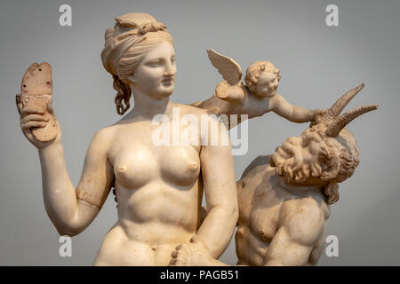 Statue der Aphrodite, Pan, & Eros, gefunden Haus des Poseidoniastia von Beryttos (Beirut), Abt 100 v. Chr.. Stockfoto