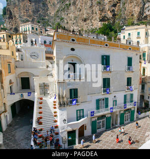 ATRANI, ITALIEN - Juni 03, 2012: Das Dorf Atrani, Küste von Amalfi, Kampanien, Italien, Europa Stockfoto
