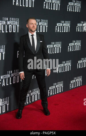 Washington DC, 22. Juli 2018, USA: Der neue Tom Cruise Film, Mission Impossible: Fallout, hat Premiere am Smithsonian Air und Space Museum in Washington DC. Einige der Sterne, die Teilnahme gehören Simon Pegg. Patsy Lynch/Alamy Stockfoto