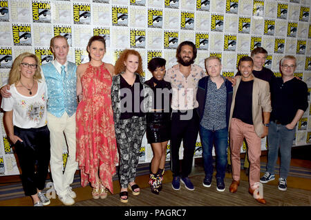 Heather Kadin, Doug Jones, Mary, Mary Chieffo Wiseman, Sonequa Martin Green, Shazad Latif, Anthony Rapp, Wilson Cruz, Anson Mount und Alex Kurtzman am Fotoshooting an der CBS TV-Serie Star Trek: Discovery" auf der San Diego Comic Con International 2018 im Hilton Bayfront Hotel. San Diego, 20.07.2018 | Verwendung weltweit Stockfoto