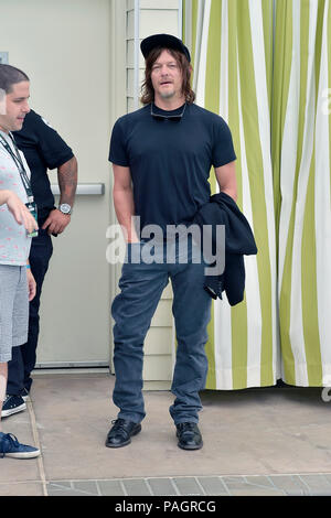 San Diego, USA. 20. Juli 2018. Norman Reedus auf der Pressekonferenz für die 9. Staffel der AMC-TV-Serie "The Walking Dead" auf der San Diego Comic-Con International 2018 auf der Dachterrasse des Andaz Hotel. San Diego, 20.07.2018 | Verwendung der weltweiten Kredit: dpa/Alamy leben Nachrichten Stockfoto