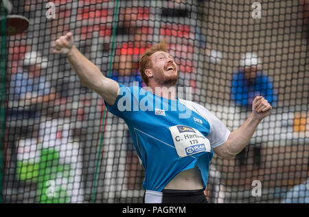 Nürnberg, Deutschland. 21. Juli 2018. Sieger Christoph HARTING, SCC Berlin, 1. Platz, Aktion. Letzte diskuswurf der Männer, die am 21.07.2018. Deutsche Leichtathletik Meisterschaften 2018, vom 20.07. - 22.07.2018 in Nürnberg/Deutschland. | Verwendung der weltweiten Kredit: dpa/Alamy leben Nachrichten Stockfoto