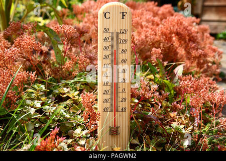 Morley, Leeds, UK vom 23. Juli 12.00 2018 und die Temperatur in Leeds hat bereits auf 30 Grad Celsius (86 Grad Fahrenheit) an, was verspricht ein weiteres glühend heiße Woche in Großbritannien zu sein. Credit: Andrew Gardner/Alamy leben Nachrichten Stockfoto