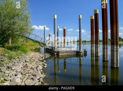 23. Juli 2018, Deutschland, Lebus: Die wasserstände der deutsch-polnischen Grenze oder aussergewöhnlich niedrig, rund 110 cm an der Messstation in Frankfurt/Oder. Foto: Patrick Pleul/dpa-Zentralbild/dpa Stockfoto