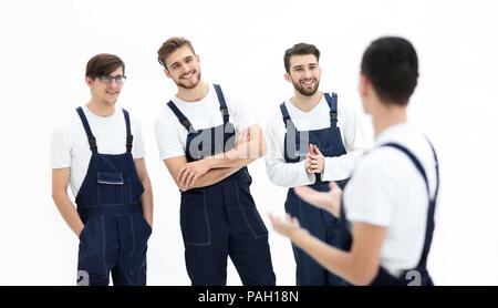 Fröhliches Team der Verantwortlichen Urheber und ihre lächelnden Führer. Stockfoto